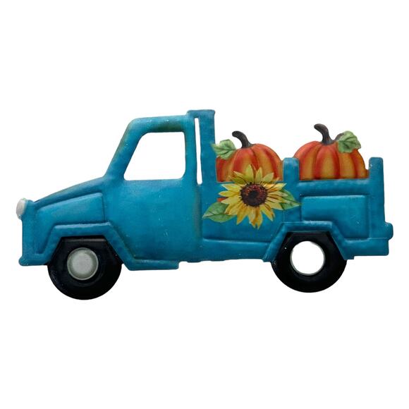Pumpkin Truck Wreath Making Kit | Blue Truck Pumpkins Sunflowers Sign Ribbon Set - Picture 2 of 5